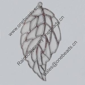 Iron Pendant/Charm. Fashion Jewelry Findings. Lead-free. Leaf 25x49mm Sold by Bag