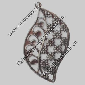 Iron Pendant/Charm. Fashion Jewelry Findings. Lead-free. Leaf 28x48mm Sold by Bag