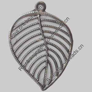 Iron Pendant/Charm. Fashion Jewelry Findings. Lead-free. Leaf 32x46mm Sold by Bag