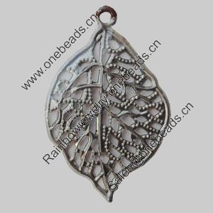 Iron Pendant/Charm. Fashion Jewelry Findings. Lead-free. Leaf 36x23mm Sold by Bag