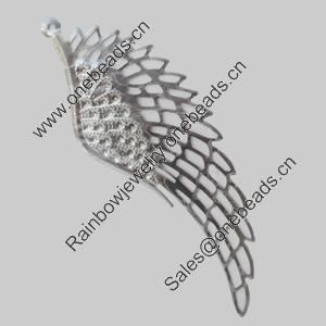 Iron Pendant/Charm. Fashion Jewelry Findings. Lead-free. Wings 45x50mm Sold by Bag
