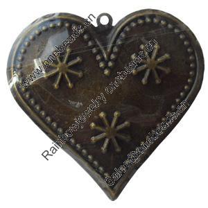 Iron Pendant/Charm. Fashion Jewelry Findings. Lead-free. Heart 59x60mm Sold by Bag