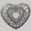 Iron Pendant/Charm. Fashion Jewelry Findings. Lead-free. Heart 64x58mm Sold by Bag