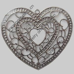 Iron Pendant/Charm. Fashion Jewelry Findings. Lead-free. Heart 64x58mm Sold by Bag
