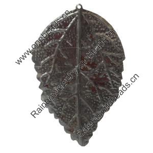 Iron Pendant/Charm. Fashion Jewelry Findings. Lead-free. Leaf 35x56mm Sold by Bag