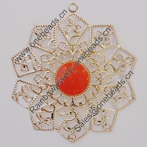 Iron Enamel Pendant. Fashion Jewelry findings. Lead-free. Flower 65mm Sold by Bag 