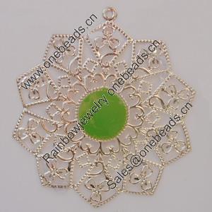 Iron Enamel Pendant. Fashion Jewelry findings. Lead-free. Flower 65mm Sold by Bag 