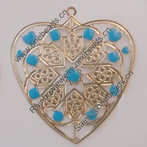 Iron Enamel Pendant. Fashion Jewelry findings. Lead-free. Heart 65x60mm Sold by Bag 