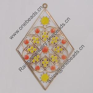 Iron Enamel Pendant. Fashion Jewelry findings. Lead-free. Diamond 90x60mm Sold by Bag 