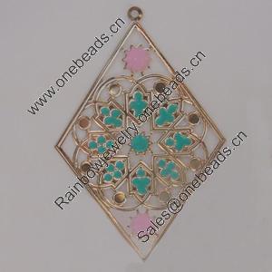 Iron Enamel Pendant. Fashion Jewelry findings. Lead-free. Diamond 90x60mm Sold by Bag 