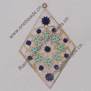 Iron Enamel Pendant. Fashion Jewelry findings. Lead-free. Diamond 90x60mm Sold by Bag 