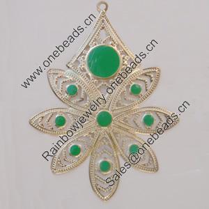 Iron Enamel Pendant. Fashion Jewelry findings. Lead-free. Flower 85x63mm Sold by Bag 