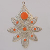 Iron Enamel Pendant. Fashion Jewelry findings. Lead-free. Flower 85x63mm Sold by Bag 