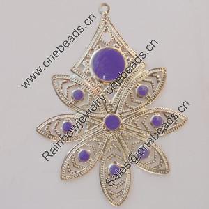 Iron Enamel Pendant. Fashion Jewelry findings. Lead-free. Flower 85x63mm Sold by Bag 