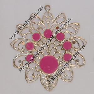 Iron Enamel Pendant. Fashion Jewelry findings. Lead-free. Flower 73x65mm Sold by Bag 