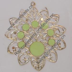 Iron Enamel Pendant. Fashion Jewelry findings. Lead-free. Flower 73x65mm Sold by Bag 