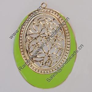 Iron Enamel Pendant. Fashion Jewelry findings. Lead-free. Flat Oval 61x44mm Sold by Bag 