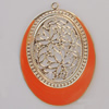 Iron Enamel Pendant. Fashion Jewelry findings. Lead-free. Flat Oval 61x44mm Sold by Bag 