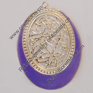 Iron Enamel Pendant. Fashion Jewelry findings. Lead-free. Flat Oval 61x44mm Sold by Bag 