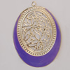 Iron Enamel Pendant. Fashion Jewelry findings. Lead-free. Flat Oval 61x44mm Sold by Bag 