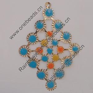 Iron Enamel Pendant. Fashion Jewelry findings. Lead-free. Diamond 79x55mm Sold by Bag 