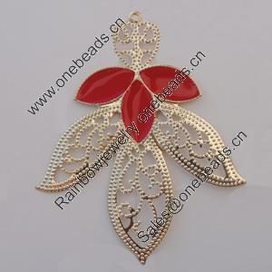 Iron Enamel Pendant. Fashion Jewelry findings. Lead-free. Flower 69x55mm Sold by Bag 