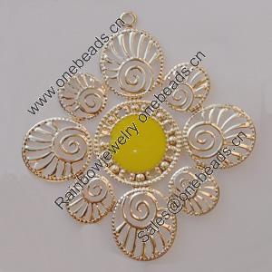 Iron Enamel Pendant. Fashion Jewelry findings. Lead-free. Flower 71x65mm Sold by Bag 