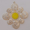 Iron Enamel Pendant. Fashion Jewelry findings. Lead-free. Flower 71x65mm Sold by Bag 