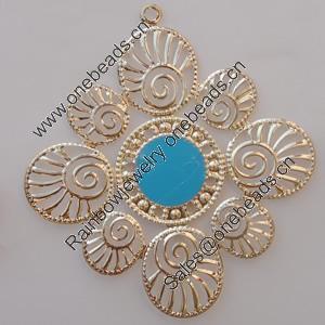 Iron Enamel Pendant. Fashion Jewelry findings. Lead-free. Flower 71x65mm Sold by Bag 