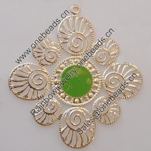 Iron Enamel Pendant. Fashion Jewelry findings. Lead-free. Flower 71x65mm Sold by Bag 