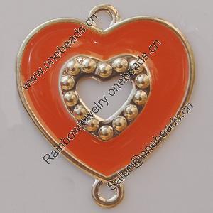 Iron Enamel Connector. Fashion Jewelry findings. Lead-free. Heart 40x35mm Sold by Bag