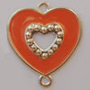 Iron Enamel Connector. Fashion Jewelry findings. Lead-free. Heart 40x35mm Sold by Bag