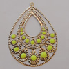 Iron Enamel Pendant. Fashion Jewelry findings. Lead-free. Teardrop 72x54mm Sold by Bag