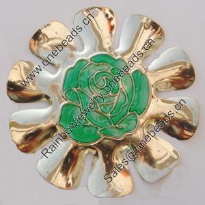 Iron Enamel Pendant. Fashion Jewelry findings. Lead-free. Flower 63mm Sold by Bag