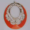 Iron Enamel Pendant. Fashion Jewelry findings. Lead-free. Flat oval 69x55mm Sold by Bag