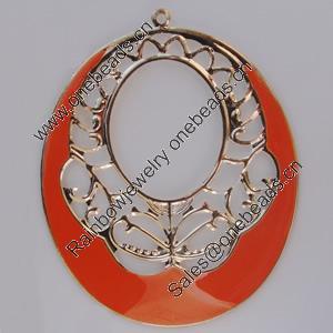 Iron Enamel Pendant. Fashion Jewelry findings. Lead-free. Flat oval 69x55mm Sold by Bag