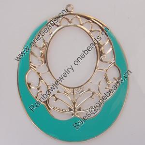 Iron Enamel Pendant. Fashion Jewelry findings. Lead-free. Flat oval 69x55mm Sold by Bag