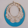 Iron Enamel Pendant. Fashion Jewelry findings. Lead-free. Flat oval 69x55mm Sold by Bag