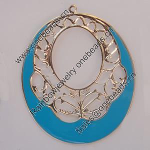 Iron Enamel Pendant. Fashion Jewelry findings. Lead-free. Flat oval 69x55mm Sold by Bag