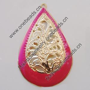 Iron Enamel Pendant. Fashion Jewelry findings. Lead-free. Teardrop 49x31mm Sold by Bag