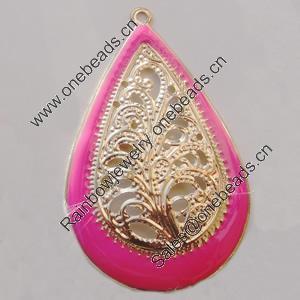 Iron Enamel Pendant. Fashion Jewelry findings. Lead-free. Teardrop 49x31mm Sold by Bag