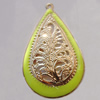 Iron Enamel Pendant. Fashion Jewelry findings. Lead-free. Teardrop 49x31mm Sold by Bag