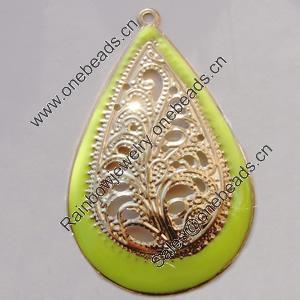 Iron Enamel Pendant. Fashion Jewelry findings. Lead-free. Teardrop 49x31mm Sold by Bag