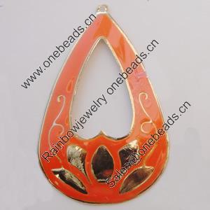 Iron Enamel Pendant. Fashion Jewelry findings. Lead-free. Teardrop 62x40mm Sold by Bag