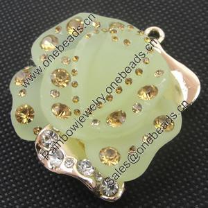 Zinc Alloy Pendant With Resin. Fashion jewelry findings. Flower 45x50mm Sold by PC