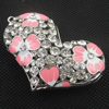 Zinc Alloy Pendant With Crystal Beads. Fashion Jewelry Findings. Lead-free. Heart 62x44mm Sold by PC