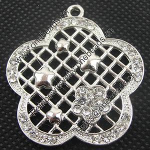 Zinc Alloy Pendant With Crystal Beads. Fashion Jewelry Findings. Lead-free. 37mm Sold by PC