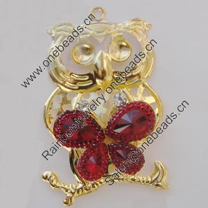 Iron Pendant With Crystal Beads. Fashion Jewelry findings. Lead-free. Animal 68x42mm Sold by Bag