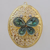 Iron Pendant With Crystal Beads. Fashion Jewelry findings. Lead-free. 63x46mm Sold by Bag
