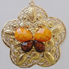 Iron Pendant With Resin Beads. Fashion Jewelry findings. Lead-free. Flower 65mm Sold by Bag